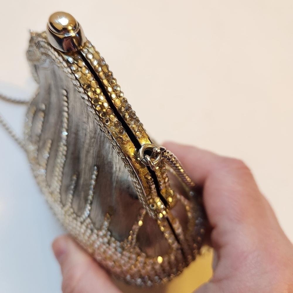 Judith Leiber 1967 Chatelaine Minaudiere Swarovski Crystals Metal Clutch in VGUC - Picture 4 of 12
